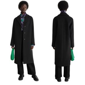 & Other Stories Relaxed Fit Wool Blend Long Winter Coat Black US 2 (fits US 4)